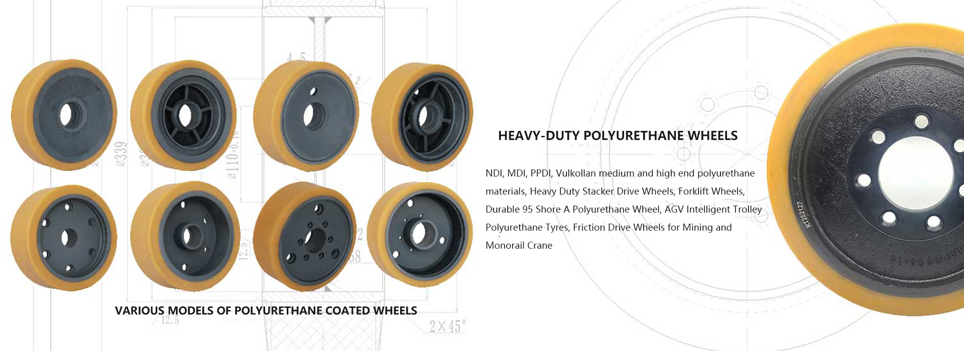 Professional heavy-duty polyurethane wheels & Wheel Block System Manufacturer